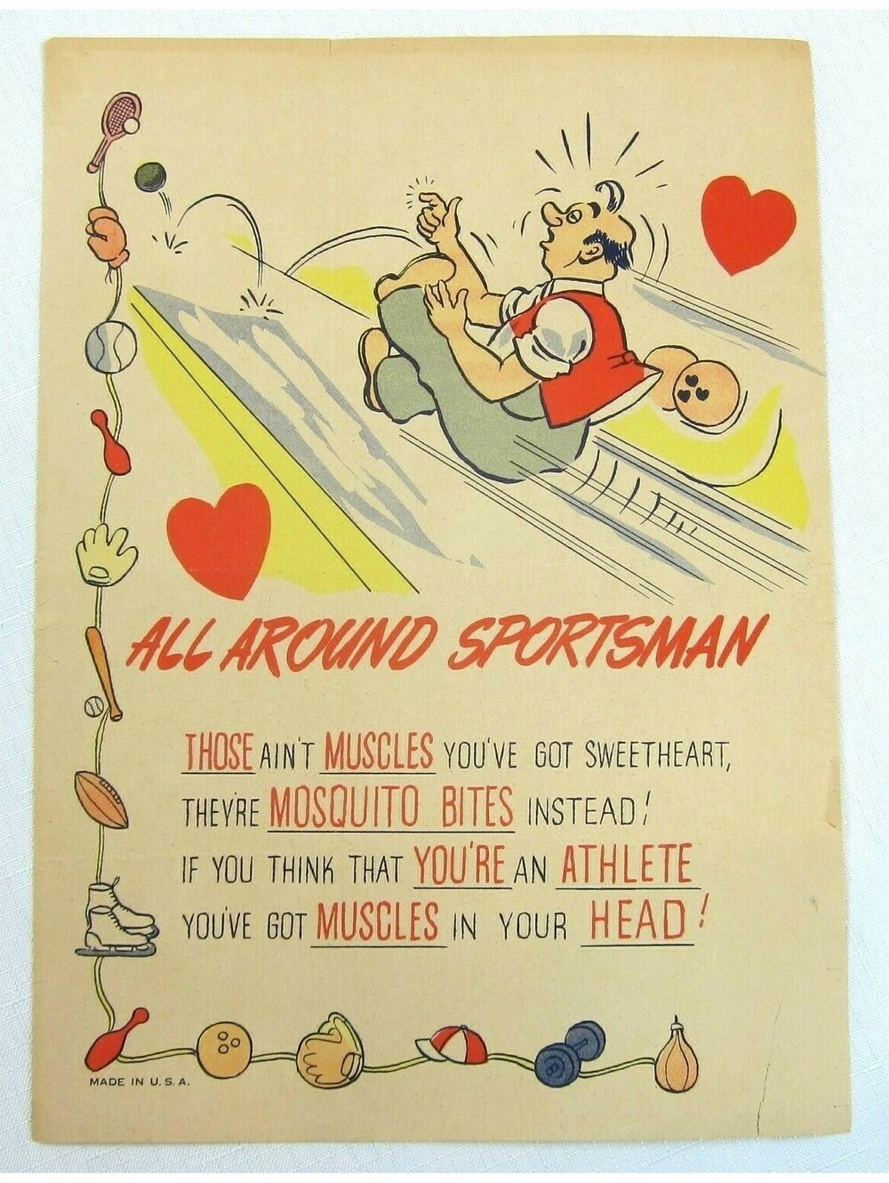 Vintage Vinegar Valentine Sportsman Penny Dreadful Sarcasm Insult Poem Ephemera